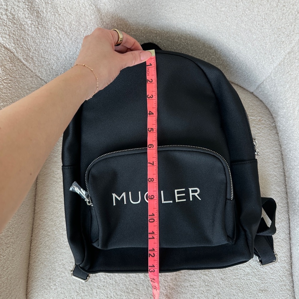 NEW Mugler Black Neoprene Backpack with Silver Tone Accents + Logo - Picture 13 of 15